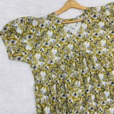 Feeding Frock Alia Cut, Free Size, Ankle Length, Tie-Up, Puff Sleeve Sleepwear in Softest Cotton Fabric (Bra Size 34"-38" | 50”-52″ length)
